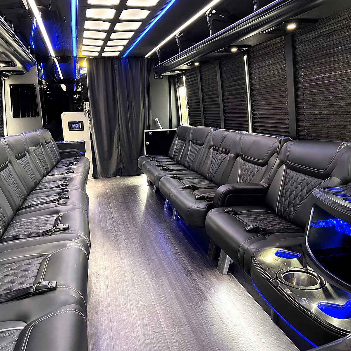 Eugene Birthday, Sweet 16, & Quinceañera Transportation party bus interior
