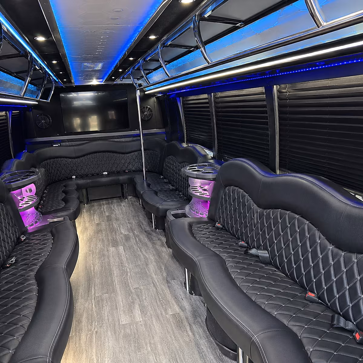 Eugene Sporting Event Transportation party bus interior