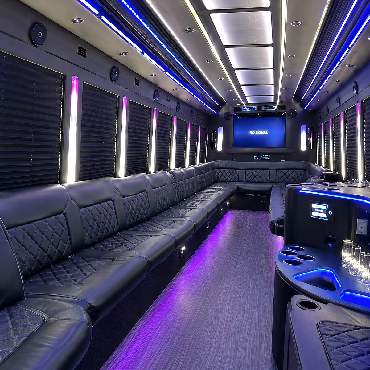 Eugene Sporting Event Transportation party bus interior