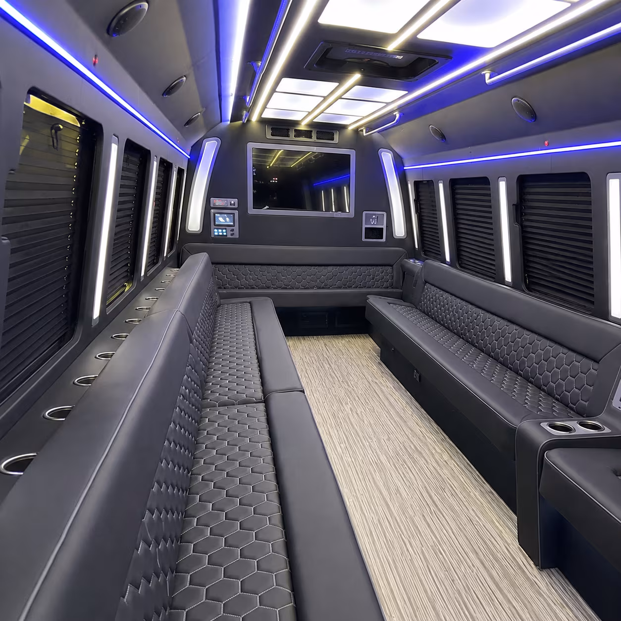 Eugene Wedding Transportation party bus interior